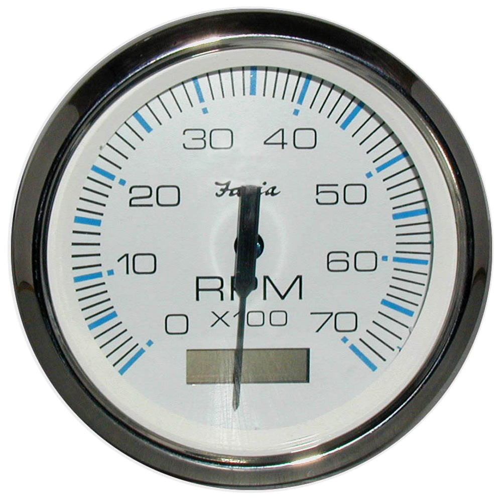 Faria Chesapeake White SS 4" Tachometer w/Hourmeter - 7000 RPM (Gas) (Outboard) [33840]